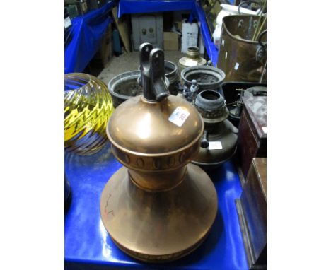 COPPER LIGHT FITTING, SPELTER GOBLETS, URNS, VICTORIAN OIL LAMP ETC 