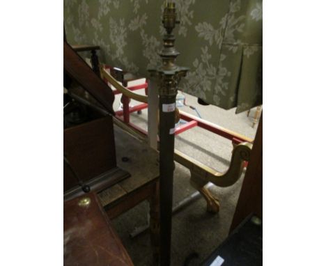 GOOD QUALITY BRASS CORINTHIAN COLUMN STANDARD LAMP WITH SQUARE STEPPED BASE