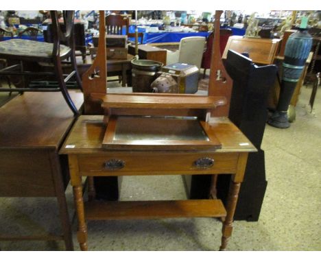 SATINWOOD MIRRORED BACK DRESSING TABLE WITH FULL WIDTH DRAWER WITH OPEN SHELF