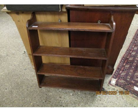 OAK FRAMED WALL MOUNTED FOUR FIXED SHELF BOOKCASE