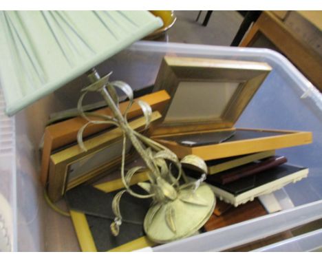 BOX CONTAINING MODERN LAMP, PICTURE FRAMES ETC 