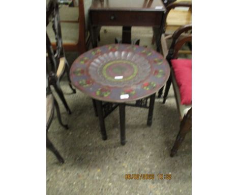 BRASS ENAMEL TRAY TOP FOLDING BENARES TYPE TABLE