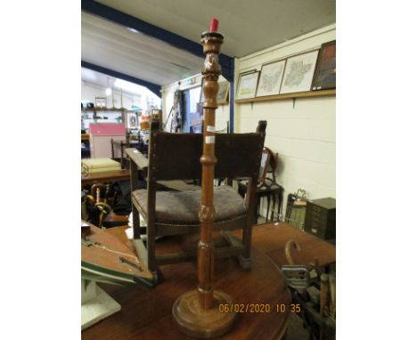 MAHOGANY FRAMED TURNED COLUMN CANDLESTICK