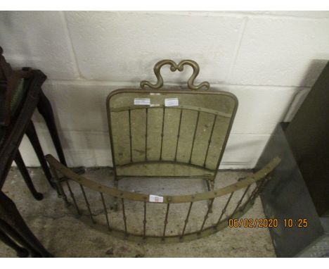VICTORIAN BRASS FIREGUARD WITH MIRROR FRONT AND A FURTHER BRASS RAILED FIRE GUARD (2)