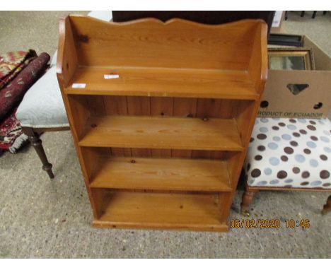 PINE FRAMED WALL MOUNTED THREE FIXED SHELF BOOKCASE