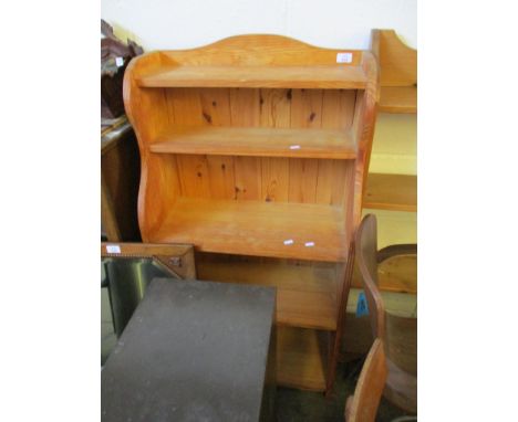 STAINED PINE FIVE FIXED SHELF BOOKCASE 