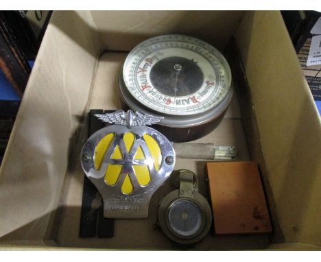 AA BADGE, CIRCULAR BAROMETER, COMPASS ETC 
