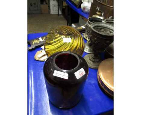 TWO VICTORIAN GLASS LAMP SHADES 