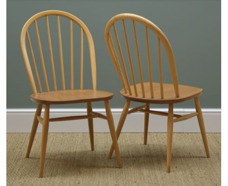 PAIR OF ERCOL ELM STICK-BACK DINING CHAIRS (2)