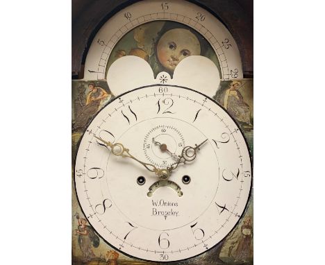 LATE 19TH CENTURY MAHOGANY &amp; EBONY STRUNG 8-DAY LONGCASE CLOCK, W. Onions, Broseley (Shropshire), painted moon face dial,