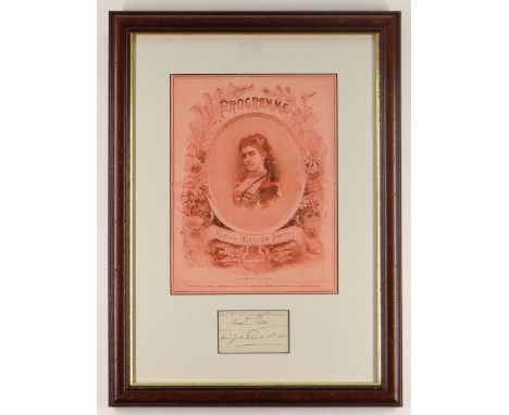 ADELINA PATTI AUTOGRAPH inscribed in black ink as follows 'In Kind remembrance of Adelina Patti, New York November 13th 1881'