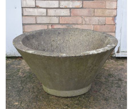 LARGE RECONSTITUTED STONE CONICAL PLANTER, 75cms diam.