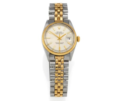   ROLEX ROLEX  Datejust. Schweiz. Um 1966.   Automatik. Stahl, 585/- Gelbgold, Zffbl. lackiert, bedruckt, Zeiger golden fluor