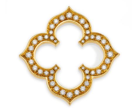   CARTIER CARTIER  Frankreich. Um 1990.   750/- Gelbgold, Punze, Gesamtgewicht: ca. 6,5 g. 3,0 x 3,0 cm. 44 Brillanten zus. c
