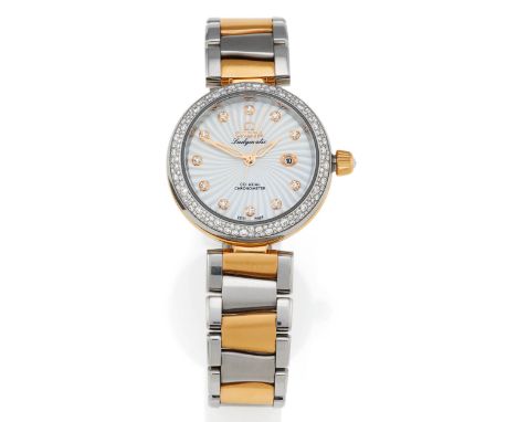   OMEGA OMEGA  Ladymatic. Schweiz.   Automatik. 750/- Rotgold, Stahl, Lünette diamantgeziert, Zffbl. Perlmutt, Indizes diaman