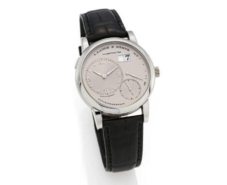   A. LANGE &amp; SÖHNE A. LANGE &amp; SÖHNE  Lange 1. Deutschland. Um 2009.   Handaufzug. 950/- Platin, Orig.-Armband und Fal