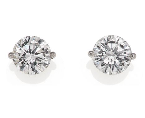   DIAMANT-OHRSTECKER. DIAMANT-OHRSTECKER.  Deutschland.   950/- Platin, Punze, Gesamtgewicht: ca. 2,5 g. 2 Brillanten, 1. Ca.
