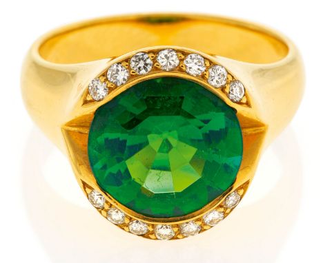   JACOBI JACOBI  Deutschland.   750/- Gelbgold, Punze, Gesamtgewicht: ca. 10,4 g. EU-RM: 54. 14 Brillanten zus. ca. 0,1 ct. 1