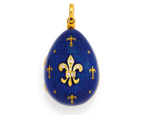   FABERGÉ - VICTOR MAYER FABERGÉ - VICTOR MAYER  Deutschland. Um 1990.   750/- Gelbgold, Punze, blaues, transluzides Email au