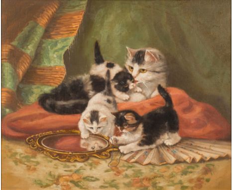 * Cornelis Raaphorst [1875-1954]-
Kittens playing:-
signed
oil on board 
34 x 42cm.
