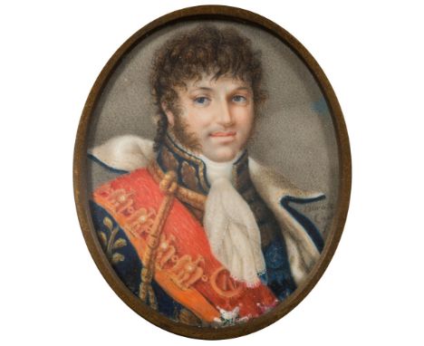 Dorothea Carter [19/20th Century]-
A miniature portrait of Marshal Joachim Murat [1767-1815]:-
head and shoulders
signed lowe