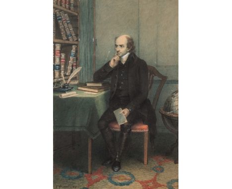 James Green [1771-1834]-
Portrait of The Rev. Gilbert Wakefield:
full-length seated in a study interior
signed and dated 1795