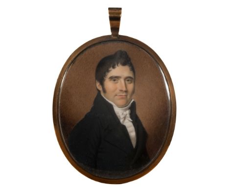 Circle of Thomas Richmond [1771-1837]-
A miniature portrait of a young gentleman:-, bust-length
with short dark hair and haze