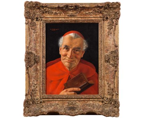 * Erwin Eichinger [1892-1950, Austrian]-
A Cardinal, head and shoulders, holding a leather prayer book:
signed top left
oil o