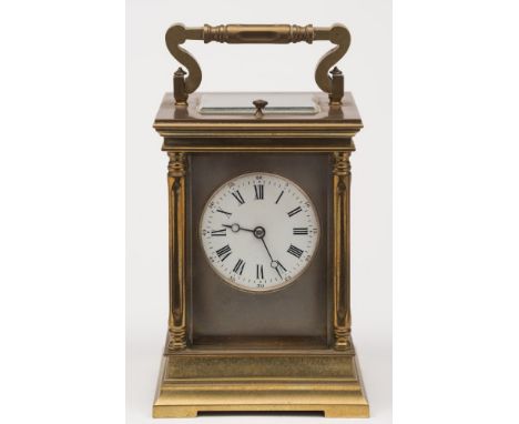 A French Anglaise carriage clock: the eight-day duration movement having a platform lever escapement and striking the hours a