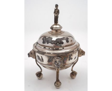 A Victorian silver inkwell, maker GH possibly George Heath, London, 1891: of circular outline, the domed hinged lid with fini