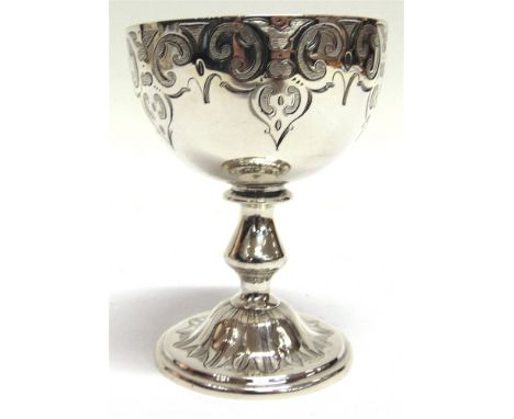 A VICTORIAN SILVER GOBLET  by Colin Cheshire, Birmingham 1868, the round bowl decorated in the Gothic taste, to a baluster st