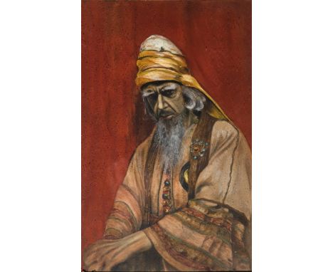 MIDDLE EASTERN SCHOOL (LATE 19TH CENTURY)  Portrait of a Jewish Priest,  gouache and watercolour, unsigned, 30cm x 18.5cm. 