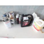 LOT OF ASST. FLUIDS, PAINT STRIPPER, 5W-30 OIL, JOWAT HOT MELT