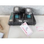MAKITA DC18RD LI-ON DOUBLE BATTERY CHARGER & (2) BATTERIES