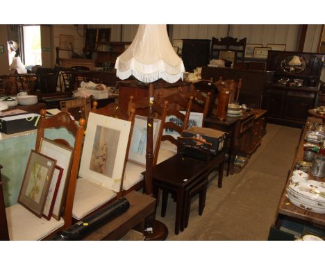 An oak standard lamp and shade 