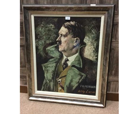 WILLY EXNER (AFTER), HEAD AND SHOULDERS PORTRAIT OF ADOLF HITLER, colour reproduction, inscribed ‘Filmdruck nach Willy Exner,
