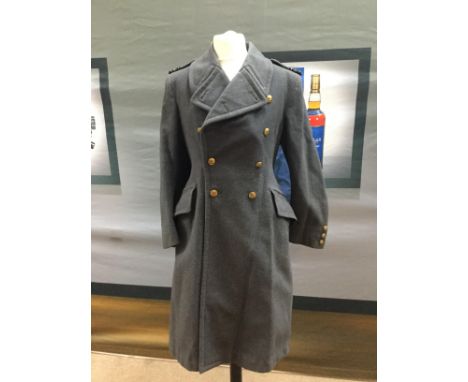 R. A. F. BLUE SERGE UNIFORM, with VRT lapel insignia, along with another R. A. F. uniform and an R. A. F. great coat (3)