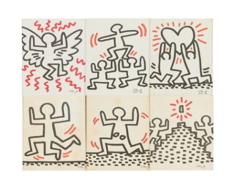 Keith Haring1958 Reading, Pennsylvania - 1990 New York - "The Bayer-Suite" ("Sali-Adalat") - 6 Offsetlithografien/Pergamin-Pa