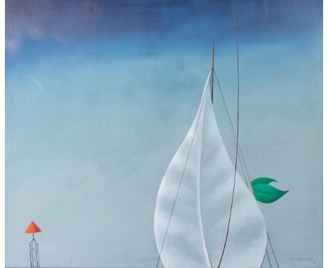 Hans-Jürgen ZimmermannDüsseldorf 1881 - 1961 - "Erwartung der gläsernen Zeit" - Öl/Lwd. 100 x 120 cm. Sign. u. dat. r. u.: H-