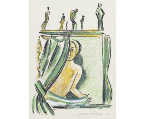 Fritz Burger-Mühlfeld1882 Augsburg - 1969 Hannover - Im Theater - Ölpastellkreide, Tusche/Papier. 60 x 40 cm. Sign. u. dat. r