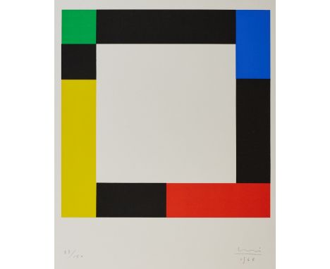 Max Bill1908 Winterthur - 1994 Berlin - "Quadrat in gegenläufigen Progressionen" Farbserigrafie/Karton. 83/150. 36 x 36 cm, 6