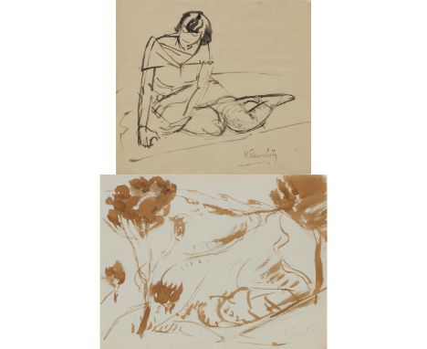Willy Eisenschitz1889 Wien - 1974 Paris Konvolut - Sitzende Dame - Tusche/Papier. 23 x 25,7 cm. Sign. l. u. mit Nachlasstempe