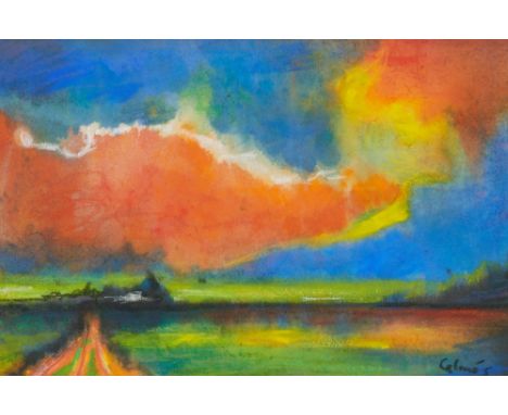 Peter Calmés1900 Duisburg - 1968 Duisburg - Atmosphärische Landschaft - Aquarell/Papier. 29 x 44 cm (Passepartoutausschnitt).