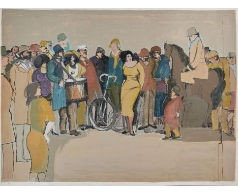 David Schneuer1905 Przemysl, Polen - 1988 Tel Aviv - "Der Trommler" - Farbserigrafie/Papier. A. P. 43,5 x 59,2 cm, 45,5 x 60,