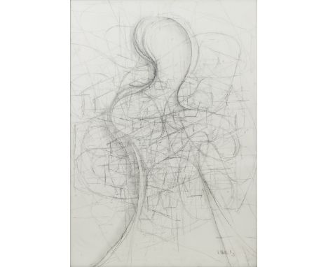 Heiner Malkowsky1920 Rosenberg - 1988 Hannover - Abstrakte Figur - Bleistiftzeichnung/Papier. 98,5 x 69,5 cm. Sign. r. u.: H.