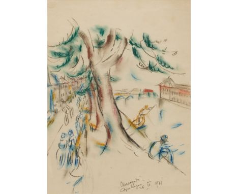Fritz Schwarz-Waldegg1889 Wien - 1942 Maly Trostinec - "Copenhagen" - Pastelkreide/Papier. 33,8 x 25 cm (Passepartoutausschni
