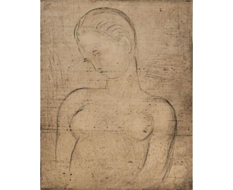 Wilhelm Lehmbruck1881 Meiderich/Duisburg - 1919 Berlin - Wiblicher Torso, Kopf geneigt - Kaltnagelradierung/Papier. 27,7 x 22