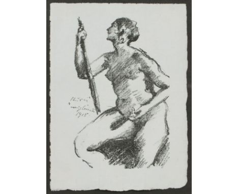 Lovis Corinth1858 Tapiau - 1925 Zandvoort - Sitzender wiblicher Akt - Lithografie/Papier. 18 x 16 cm. 22 x 16 (Blattmaß). Sig