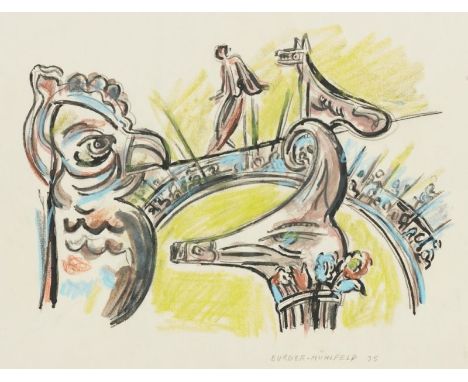 Fritz Burger-Mühlfeld1882 Augsburg - 1969 Hannover - Im Zirkus - Ölpastellkreide, Tusche/Papier. 60 x 40 cm. Sign. u. dat. r.