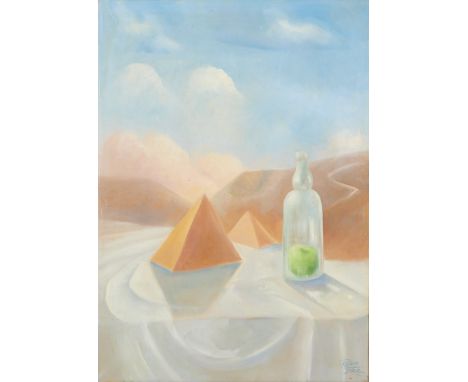 Vito Pastore1951 Ostuni/Italien - lebt in Hannover und Italien - Surrealistisches Stillleben - Öl/Lwd. 70 x 50 cm. Sign. und 